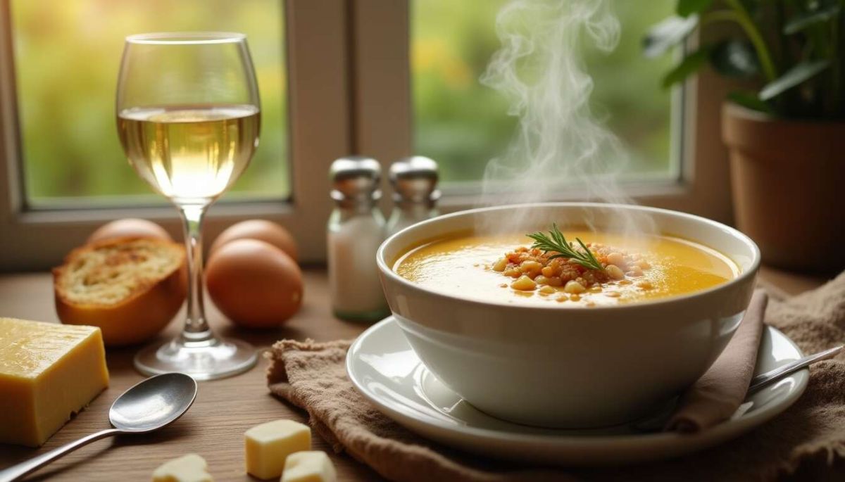 le réconfort d'une soupe à l'oignon au vin blanc