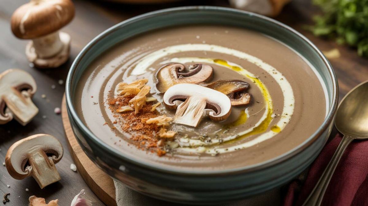 Un velouté de champignons à la crème de bleu qui réchauffe les âmes