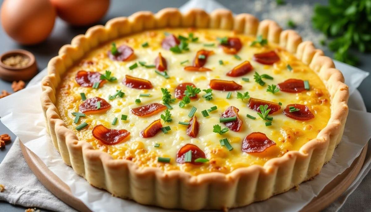 Une quiche lorraine légère au fromage blanc, un délice revisité