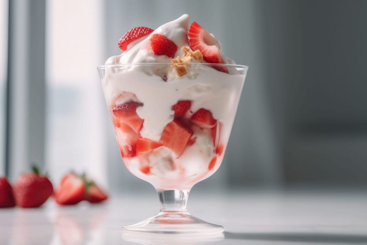 La délicieuse crème dessert à la fraise de Cyril Lignac