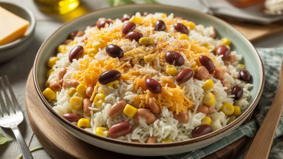 Dégustez une salade de riz crémeuse au fromage