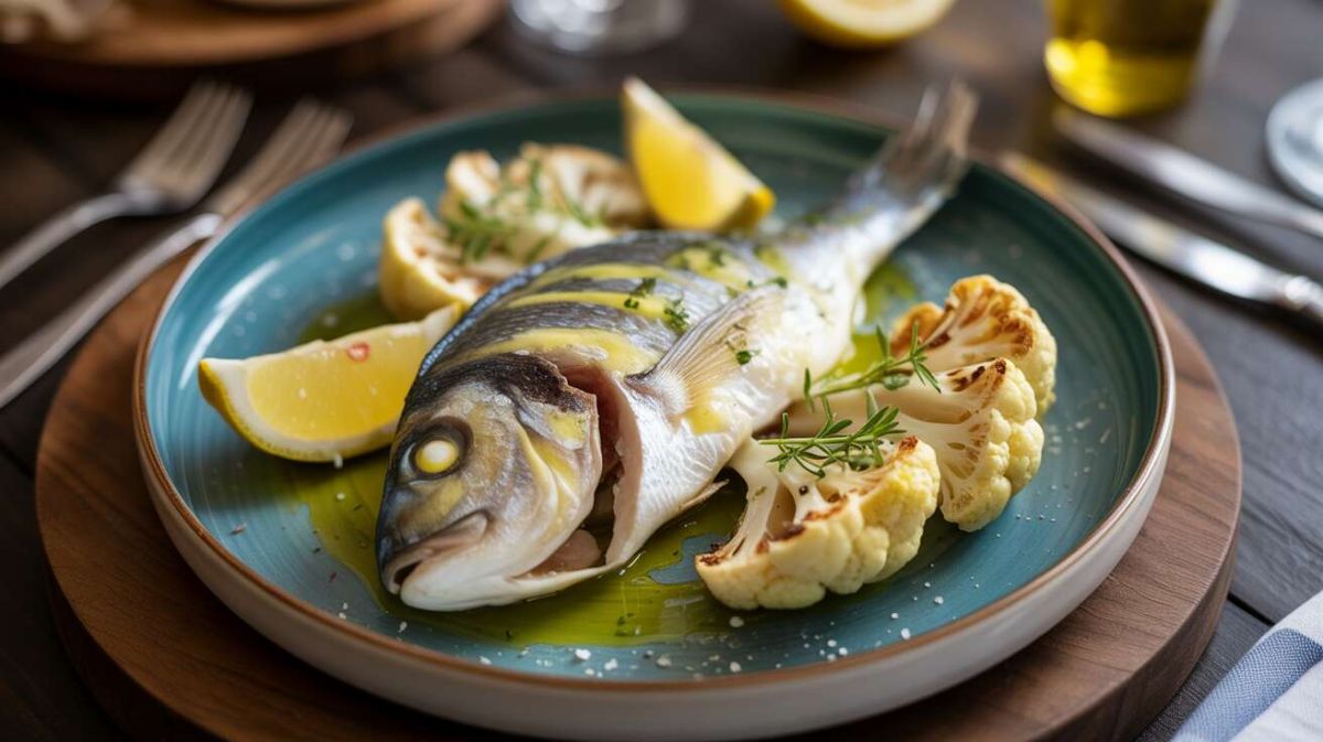 La dorade au four et son chou-fleur grillé : une recette conviviale
