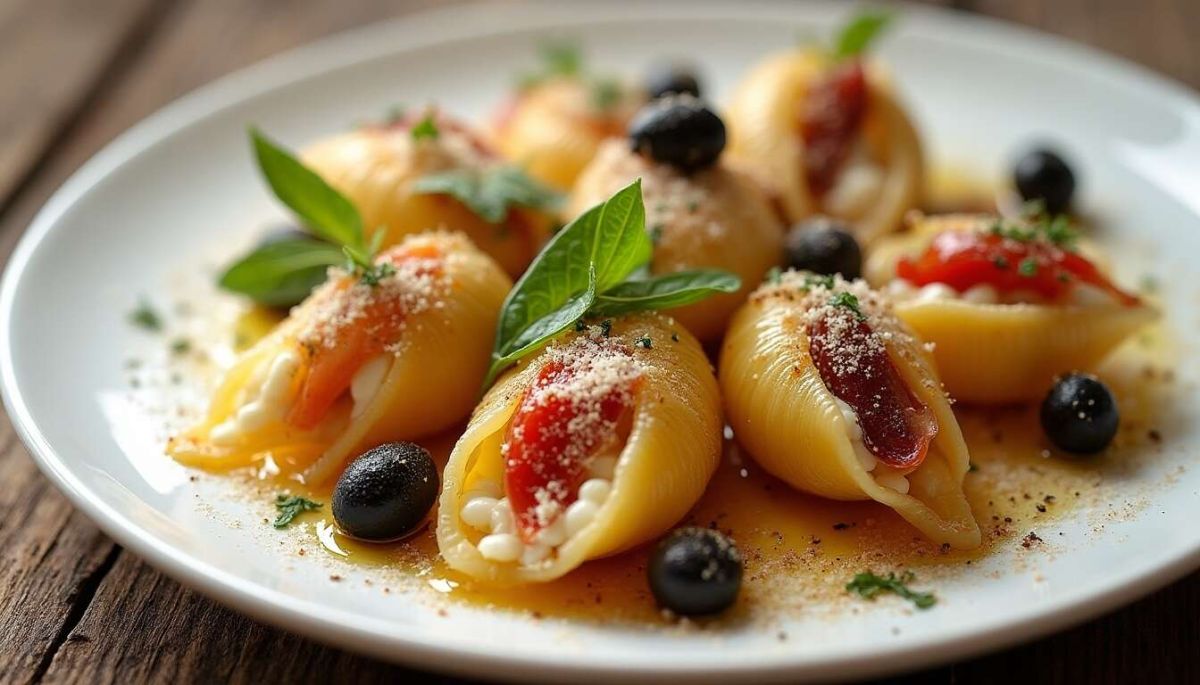 Découvrez les conchiglioni farcis au chèvre et saveurs méditerranéennes