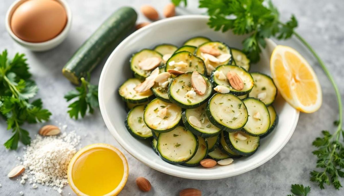 Un plat rafraîchissant : courgettes crues au pesto d'amande à découvrir absolument